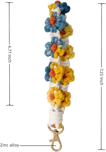 Handmade Woven Flower Keychain – Colorful Cotton Rope Bag Charm, Cute Floral Pendant for Women & Girls