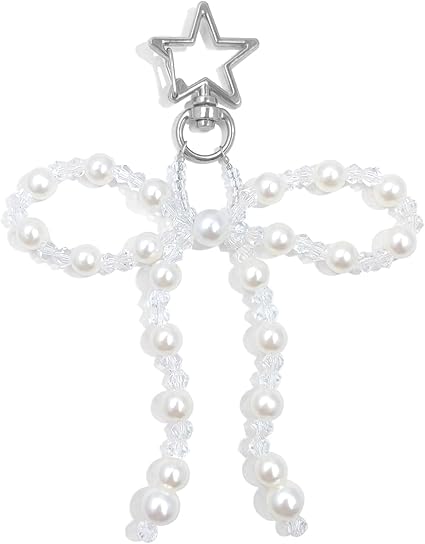 Vintage Pearl Bow Earrings with Star Metal Stud – Elegant Long Dangle Jewelry for Women