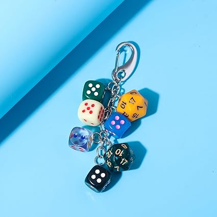 Colorful Dice Keychain – Creative Game Style Bag Charm, Retro Dice Pendant Key Holder, Gift for Gamers