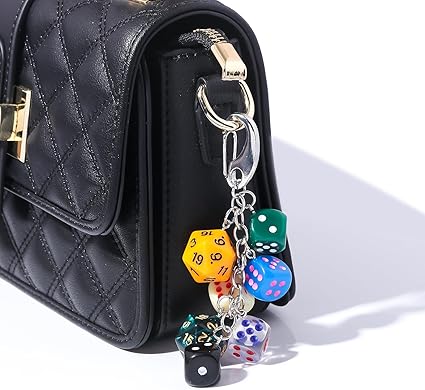 Colorful Dice Keychain – Creative Game Style Bag Charm, Retro Dice Pendant Key Holder, Gift for Gamers