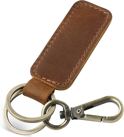 Vintage Leather Keychain Set – Multi-Functional Key Holder with Detachable Rings & Carabiner, Unisex Car/House Key Organizer