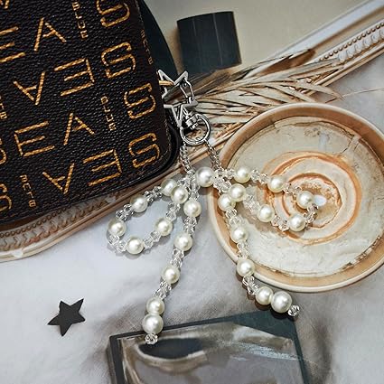 Vintage Pearl Bow Earrings with Star Metal Stud – Elegant Long Dangle Jewelry for Women