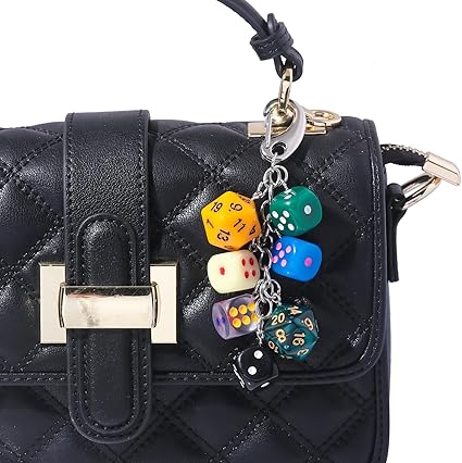Colorful Dice Keychain – Creative Game Style Bag Charm, Retro Dice Pendant Key Holder, Gift for Gamers
